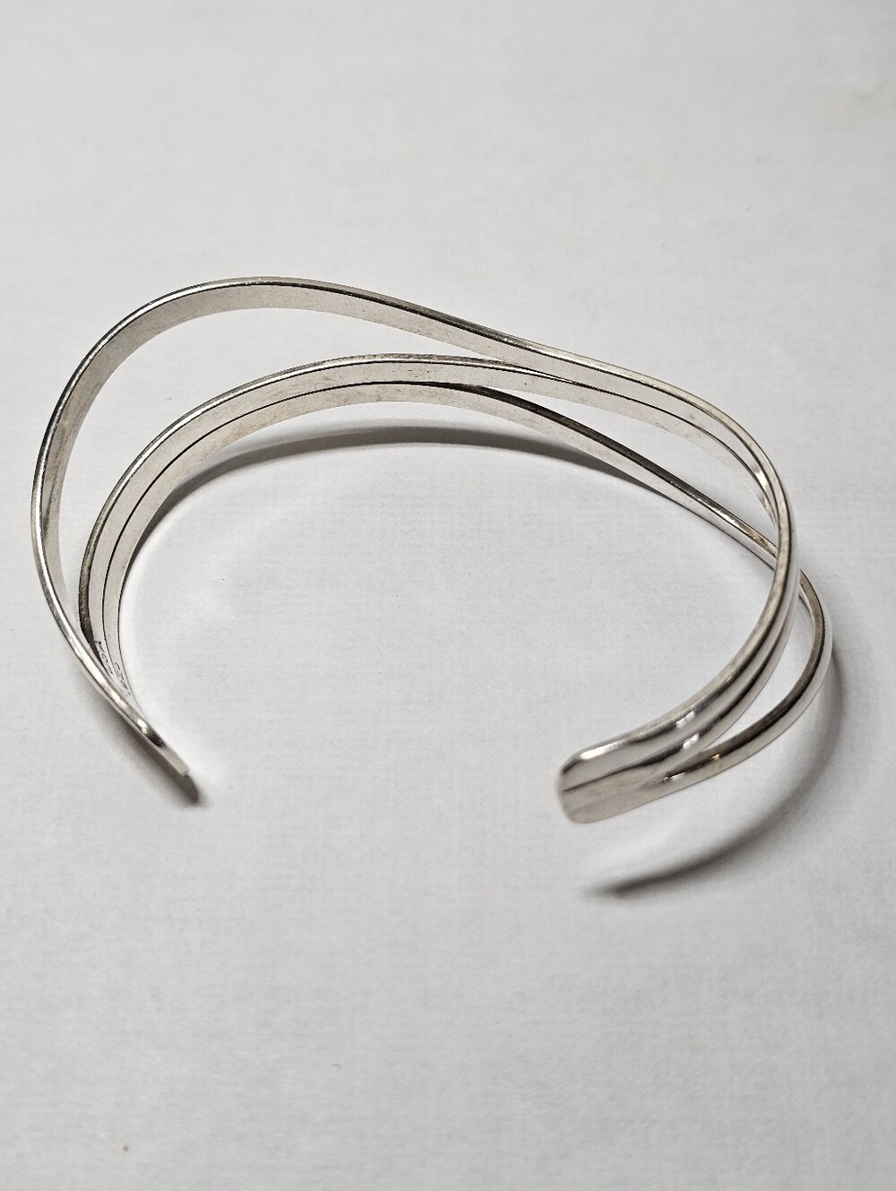 Vintage Sterling Silver 925 Wave Cuff Bracelet Usa Made View 3